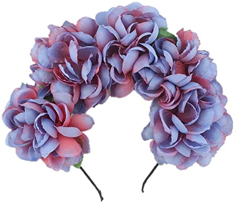 Kulywon Adjustable Flower Headband Hair Wreath Floral Garland Crown Headpiece Boho Hair Band for Women