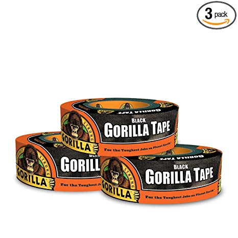 Gorilla Tape, Black Duct Tape, 1.88" x 35 yd, Black, (Pack of 3)