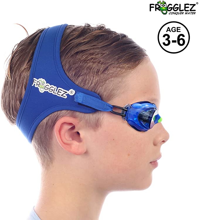 Frogglez Kids Swim Goggles with Pain-Free Strap | Ideal for Ages 3 – 6 in Swimming Lessons | Leakproof, No Hair Pulling, UV Protection | Swimming Goggles for Kids Recommended by Olympic Swimmers