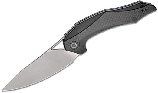 Civivi Knives Plethiros Flipper Knife by Elijah Isham 3.45" D2 Satin Blade, G10 Handles with Carbon Fiber Overlays