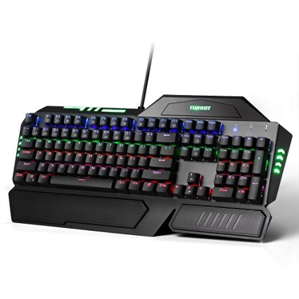 Turbot Backlit Water-Resistant 104-Key Wired Mechanical Gaming Keyboard for PC Gamers, Typists