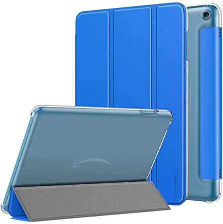 MoKo Case Compatible with All-New Kindle Fire HD 8 Tablet and Fire HD 8 Plus Tablet (10th Generation, 2020 Release), Smart Shell Stand Cover with Translucent Frosted Back, Blue