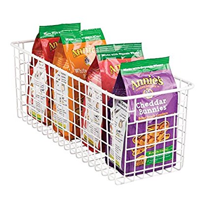 mDesign Deep Wire Storage Basket for Kitchen, Pantry, Cabinet - Matte White