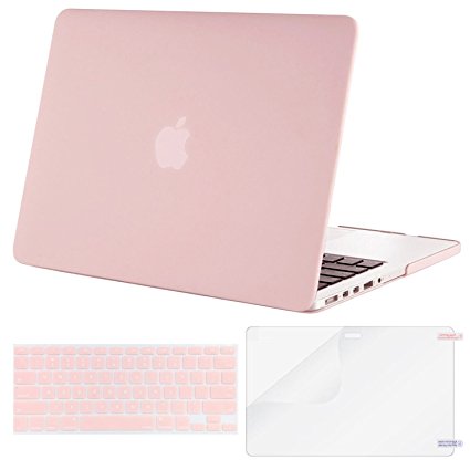 Mosiso Plastic Hard Case with Keyboard Cover with Screen Protector for Macbook Pro 13 Inch with Retina Display No CD-ROM (A1502/A1425), Baby Pink