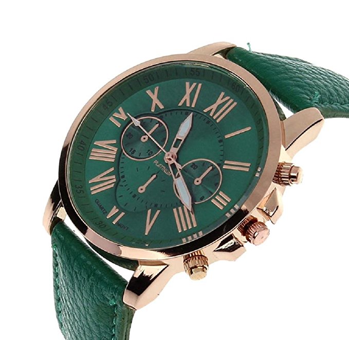 SMTSMT Women's Roman Numerals Quartz Wrist Watch-Dark Green