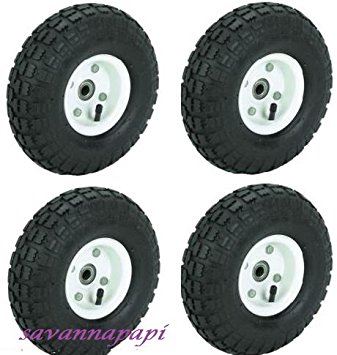 4pc-set of 10 in. Pneumatic Tires on White Wheel