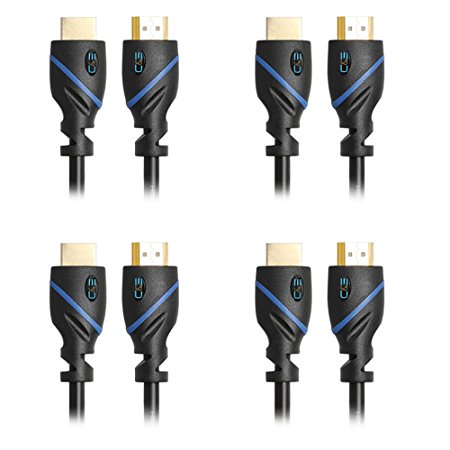 C&E CNE74109 3-Feet HDMI Cable with 1080p 4K 3D High Speed and Ethernet ARC, 4 Pack