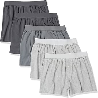 Amazon Essentials Men's Cotton Jersey Boxer Short Underwear (Available in Big & Tall), Pack of 5