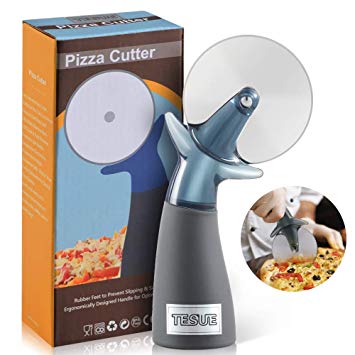 TESUE Pizza Cutter Wheel Slicer - Premium Anti-rust Stainless Steel Sharp Blade - Ergonomics Design Anti-Slip Handle - Easy to Clean and Use - Fit for Pies, Waffles