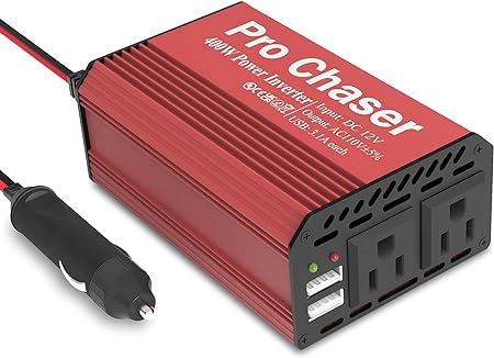 400W Power Inverters for Vehicles - DC 12v to 110v AC Car Inverter Converter, 6.2A Dual USB Charging Ports, Dual AC Adapter for Air Compressor Laptops (Red)