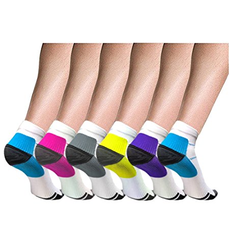 Plantar Fasciitis Socks For Men & Women 6 Pairs - Ankle Compression Socks for Plantar Fasciitis Pain Relief, Heel Pain, and Treatment for Everyday Use with Arch Support (S/M, Multi-colour)