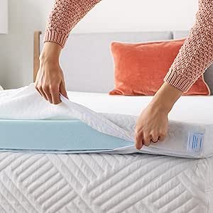 Linenspa 4 Inch Memory Foam Mattress Topper Cover–Keeps Topper Clean and Safe–Machine Washable–Non Slip–Breathable