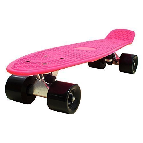 Love Fly Plastic Cruiser Skateboard 22 Inch Complete Standard Skateboard Banana Board Fish Board Skateboarding Skateboards Pink-Black