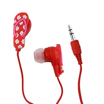 Flip Flop Earbuds for Audio Devices and Phones - 3.5mm In-Ear Headphones Earphones by bogo Brands (Red)