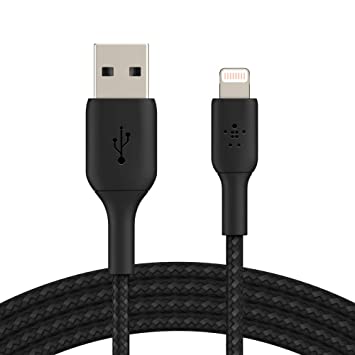 Belkin Apple Certified Lightning to USB Charge and Sync Tough Braided Cable for iPhone 12 Mini, iPhone 12, 12 Pro, 12 Pro Max and More, 3.3 Feet/1 Meters-Black