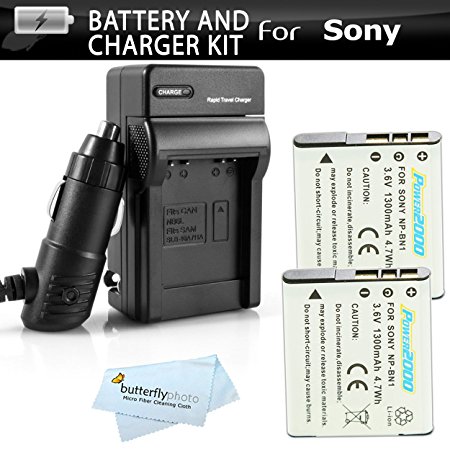 2 Pack Battery And Charger Kit For Sony Cyber-shot DSC-W800, W800/B, W800/S, DSC-W830, DSCW830/B, DSCW830, DSCWX220/B Digital Camera Includes 2 Replacement NP-BN1 Batteries   Ac/Dc Charger   More