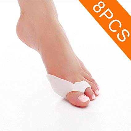 8PCS Bunion Pads, Upgrade Soft Silicone Toe Separators Big Toe Bunion Correctors, Hammer Toe Straighteners Splint for Foot Pain Toe Stretchers for Women Men