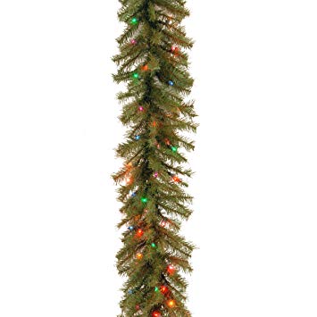 National Tree 9 Foot by 10 Inch Norwood Fir Garland with 50 Battery Operated Multicolor LED Lights (NF3-309-9A-B)