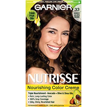 Garnier Nutrisse Nourishing Color Creme, 33 Darkest Golden Brown (Packaging May Vary)