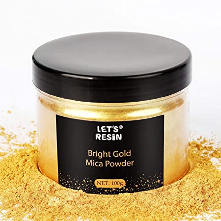 LET'S RESIN Gold Mica Pigment Powder, 3.5 Ounces/ 100 Grams Gold Mica Powder for Soap Making,Shimmer Resin Pigment Powder for Epoxy, Slime, Bath Bomb,DIY Crafting Projects