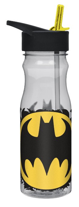 Zak! Designs Tritan Water Bottle with Flip-Up Spout and Straw featuring Batman Graphics, Break-resistant and BPA-free Plastic, 25 oz.