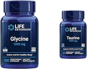 Life Extension Glycine 1000 mg, Promotes Relaxation, Healthy Sleep & Taurine, Pure Taurine Amino Acid Supplement, Heart, Liver and Brain Health