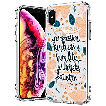 MOSNOVO Case for iPhone Xs/iPhone X, Floral with Flower Quote Clear Design Transparent Plastic Back Case and Soft TPU Bumper Protective Cover for Apple iPhone X/iPhone Xs - Cloth Yourselves