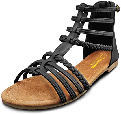 Sandals - Gladiator Sandals for Women - Comfortable Cute Black Brown Beige Flat-Sandal Size 5 6 7 8 9 10 11