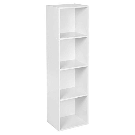Wood Bookcase - 4 Tier Shelving Unit (or 2 or 3) - Wooden Bookshelves - Stackable - Freestanding - White
