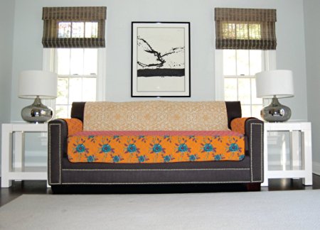The Original SOFA SHIELD Reversible Furniture Protector, Features Elastic Strap (Chair: Tangerine)