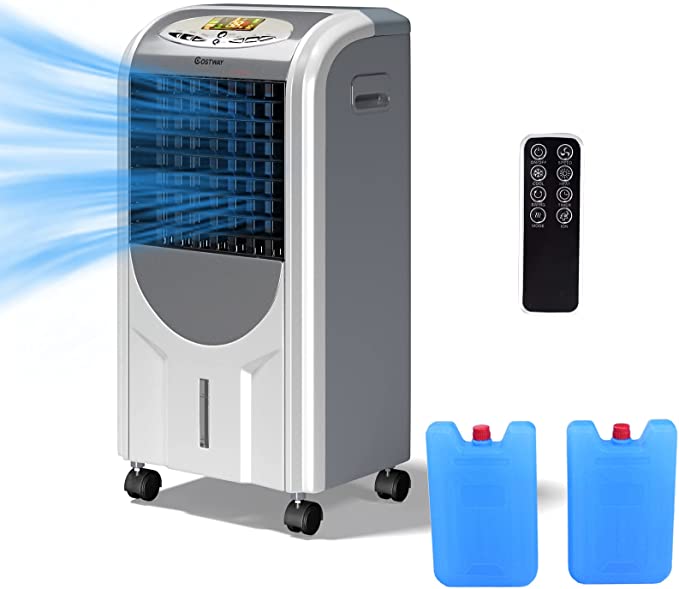 COSTWAY Compact Portable Air Conditioner Air Cooler and Heater with Fan Filter Humidifier Ice Crystal Box Remote Control