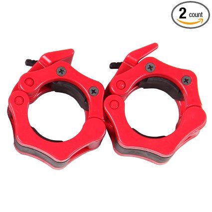 KYLIN SPORT Pair of 2 inch ABS Locking Collars Clamp Hook Grip w Quick Release Secure Snap Latch For Standard Olympic Barbells