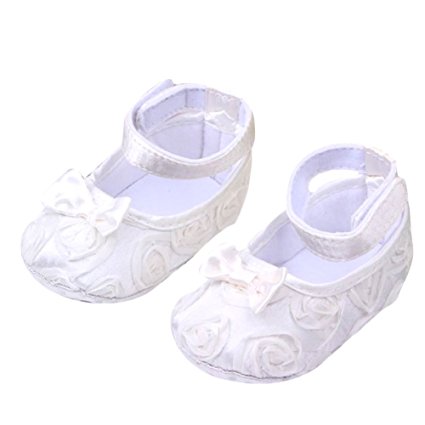 Cute Baby Girl Crib Shoes Comfortable Soft Sole Anti-Slip Sandal Princess Rose Flower Infant Toddler Shoes White
