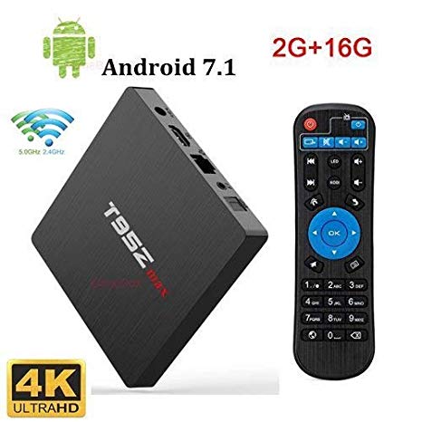 T95Z Max Android TV Box Android 7.1 Amlogic S912 Octa Core 2GB DDR3 RAM 16GB EMMC ROM Support 4K Dual Band WiFi 2.4GHz/5GHz 1000M LAN Ethernet Bluetooth 4.0