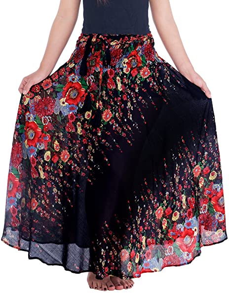 Lannaclothesdesign Women's 37" Long Maxi Skirt Bohemian Gypsy Hippie Style Clothing