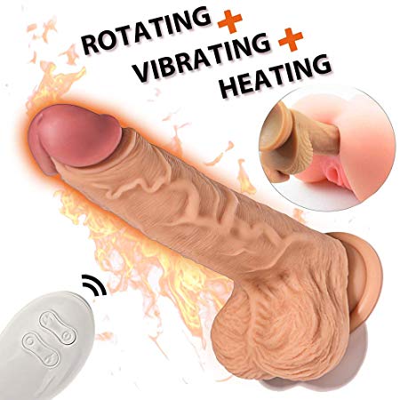 Realistic Vibrating Dildo G-spot Vibrator with 360°Rotation, Recharge Waterproof Telescopic Penis with Suction Cup and Remote Control, Treediride Clit Nipples Stimulator Massager for Women or Couple