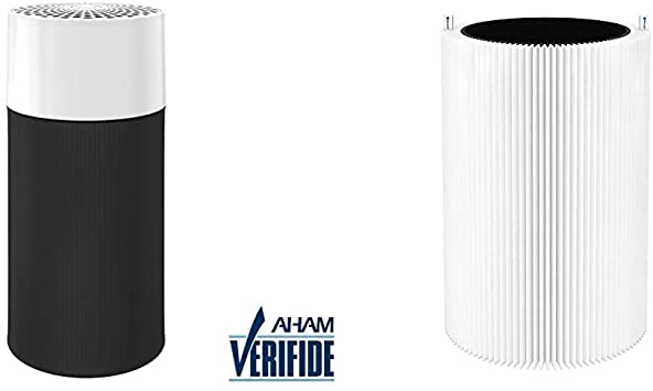 Blueair Blue Pure 411 Air Purifier for home 3 Stage with Washable Pre-Filter, Small Room & Blue Pure 411 Genuine Replacement Filter, Particle and Activated Carbon, Fits Blue Pure 411, 411  & MINI