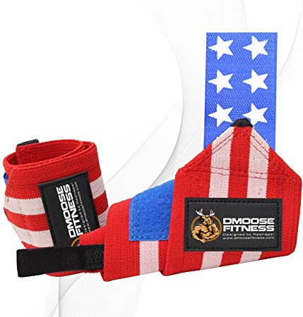 DMoose Fitness Wrist Wraps for Weightlifting, Powerlifting, Barbell Strength Training, Benching, Bodybuilding, MMA and Crossfit, Thumb Loops with Adjustable Straps, Men and Women