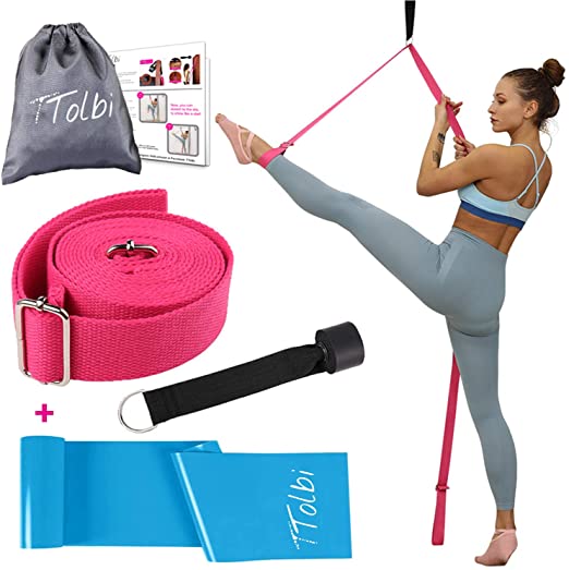 TTolbi Leg Stretcher: Stretching with Door Stretch Strap for Flexibility | Splits Trainer : Dance Equipment for Stretching in Ballet, Cheerleading, Gymnastics | Resistance Band | Carry Bag
