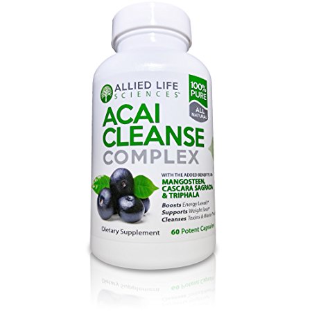 Allied Life Acai Berry Cleanse. Potent Acai Berry, Triphala & Mangosteen Capsules. A Liver, Colon Cleansing & Pancreas Detox Cleanse Supplement. 60 pills