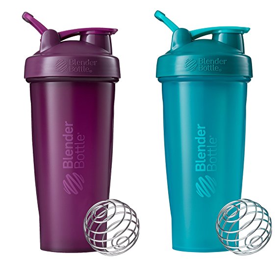 Blender Bottle Classic Loop Top Shaker Bottle, Plum/Plum and Teal/Teal, 28-Ounce 2-Pack