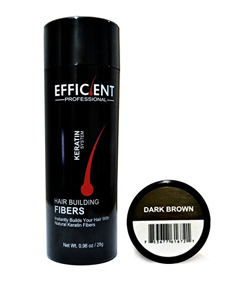 EFFICIENT Keratin Hair Building Fibers, Hair Loss Concealer Net Wt. 28gm / 0.98 oz (Dark Brown)