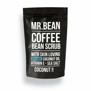 Mr. Bean Organic All Natural Coffee Bean Exfoliating Body Skin Scrub with Coconut Oil, Vitamin E, and Sea Salt- Coconut