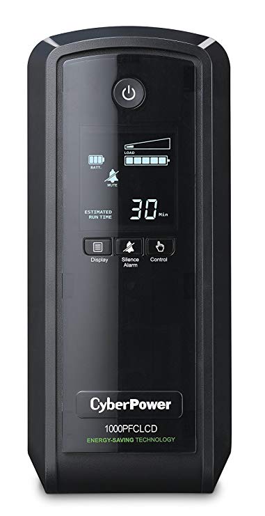 CyberPower CP1000PFCLCDTAA PFC Sinewave UPS System, 1000VA/600W, 10 Outlets, Mini-Tower, TAA Certified