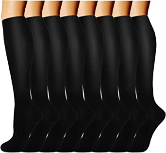 ACTINPUT Compression Socks (8 Pairs) for Women & Men 15-20mmHg - Best Medical,Running,Nursing,Hiking,Recovery & Flight Socks