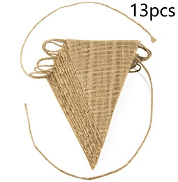 ThxToms DIY Burlap Banner, Hand Painted Decoration for Wedding, Birthday and Kids Party, 13pcs, 10ft
