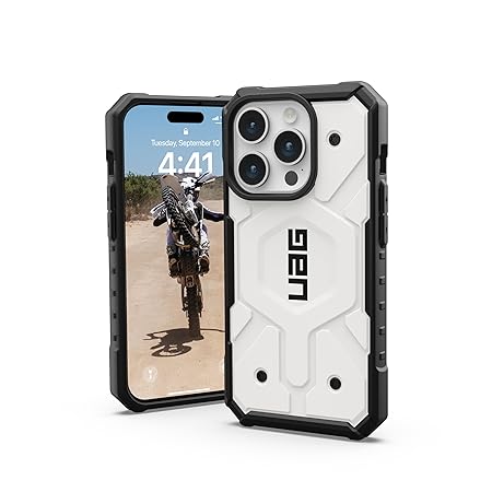 Urban Armor Gear UAG iPhone 15 Pro Case, Pathfinder Mag-Safe Compatible, Slim Fit Rugged Protective Case/Cover Designed for iPhone 15 Pro (6.1-Inch) (2023) (Military Drop Tested) - White