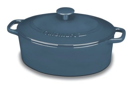 Cuisinart CI755-30BG Chef's Classic Enameled Cast Iron 5-1/2-Quart Oval Covered Casserole, Provencal Blue