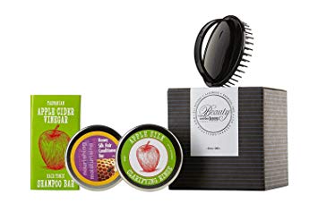 Large Healthy Hair Sampler Kit | Full Size Solid Shampoo Conditioner Clarifying Rinse & Denman Scalp Massager | Sulfate Free & Travel Friendly | Handmade in Tasmania Australia