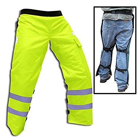 Forester Chainsaw Safety Chaps with Pocket, Apron Style (Regular 37", Safety Green)